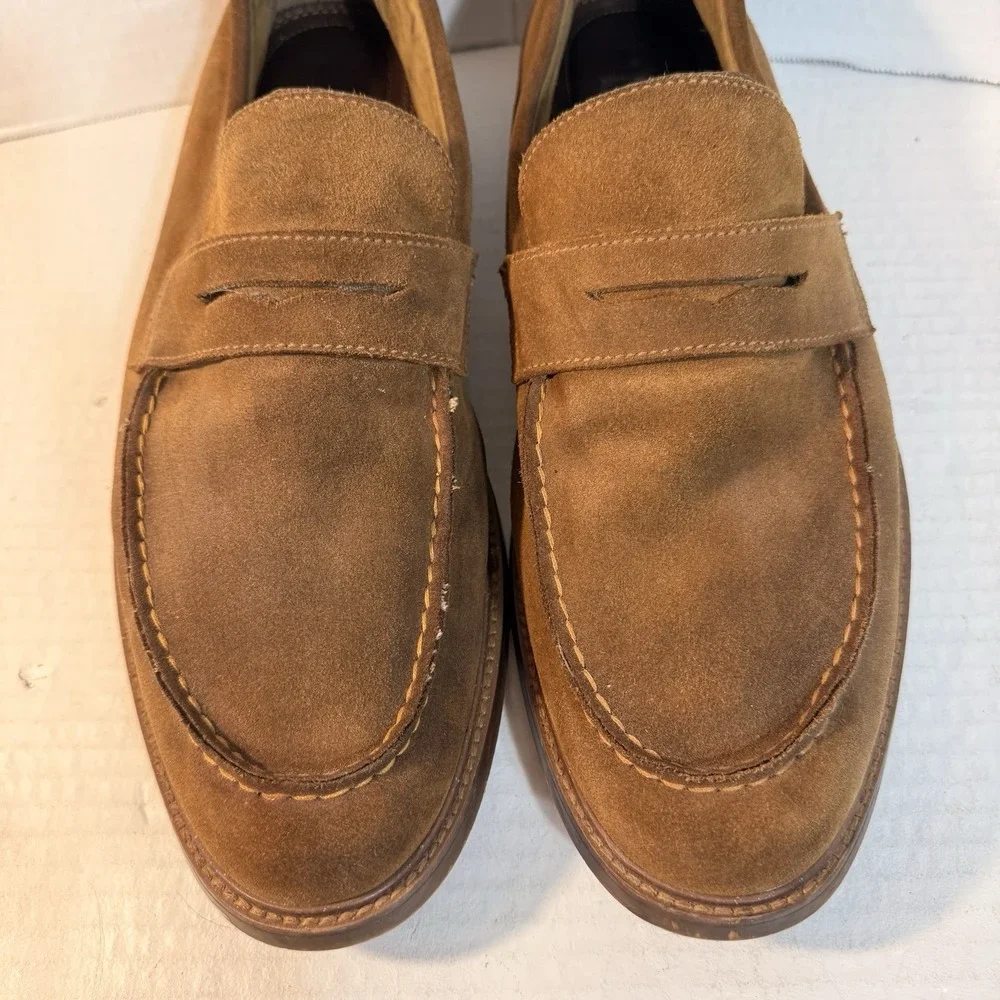 Penny Loafer Suede Mens 13 Tan Tobacco Brown Leather Aldo Classic Preppy Luxury
